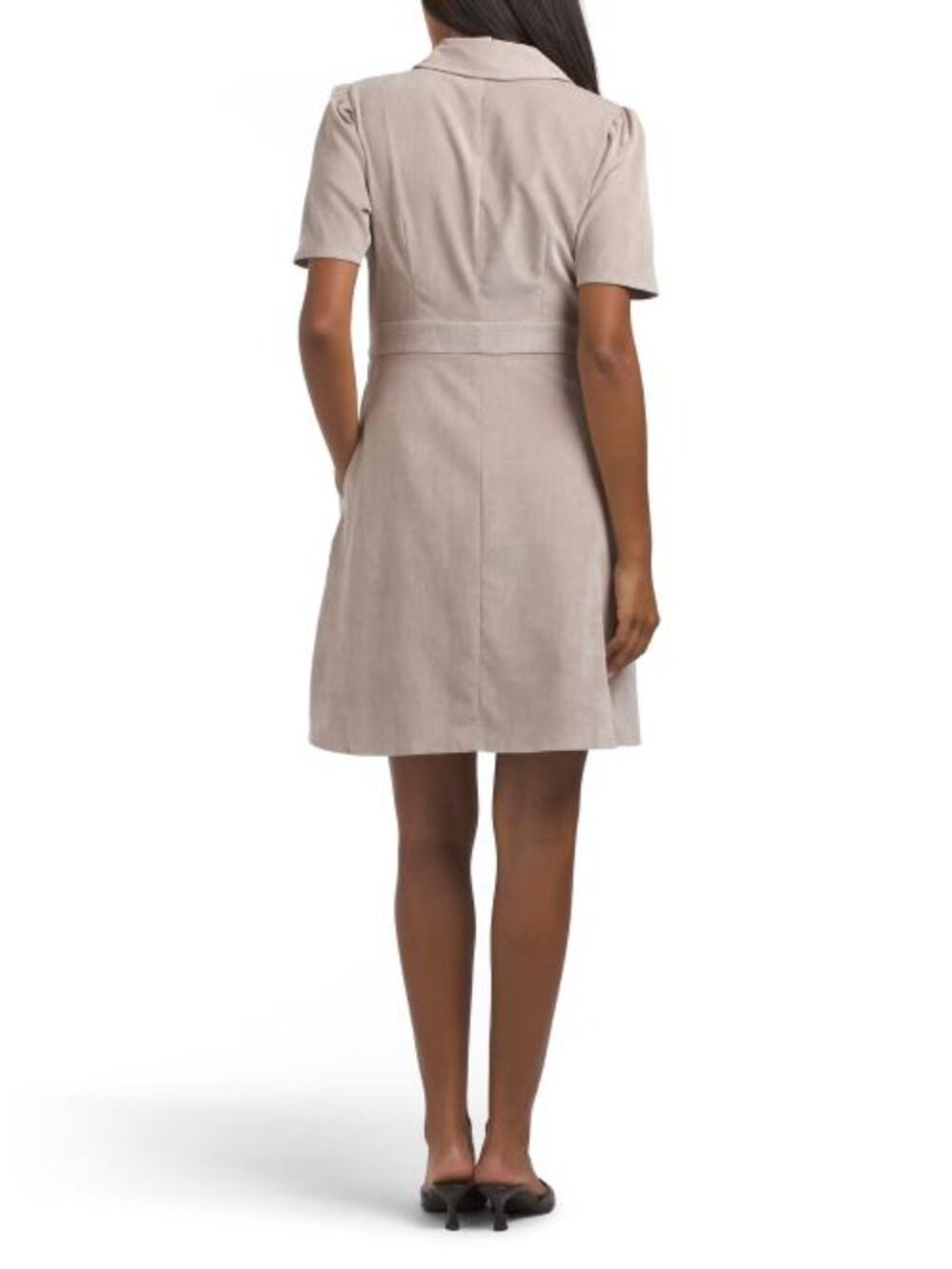 LONDON TIMES Corduroy Inset Waist Mini Dress - Picture 2 of 4